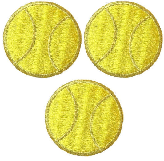 Mini Tennis Ball Embroidered Patch — 3-Pack — Iron On 1"