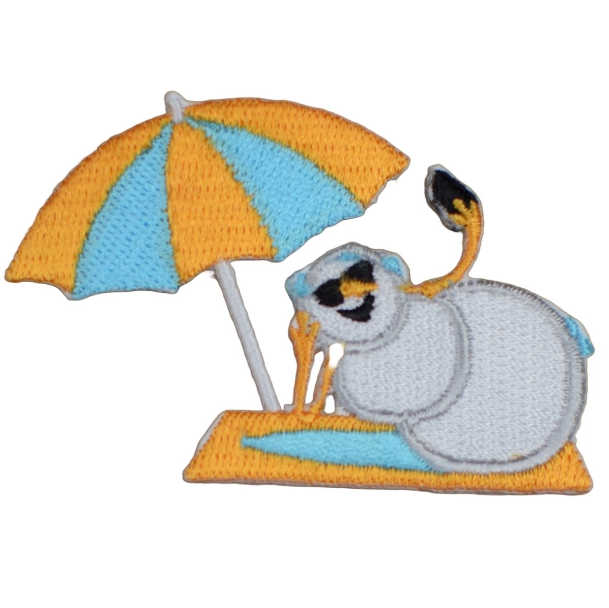 Snowman Embroidered Patch — Sunbathing, Umbrella, Beach Body 2.5" — Iron On