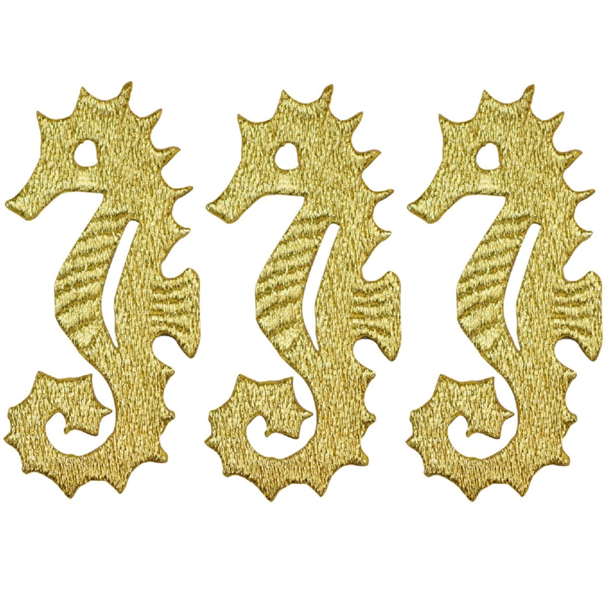 Seahorse Embroidered Patch — 3-Pack — Iron On 2.75"