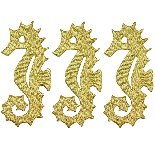 Seahorse Embroidered Patch — 3-Pack — Iron On 2.75"