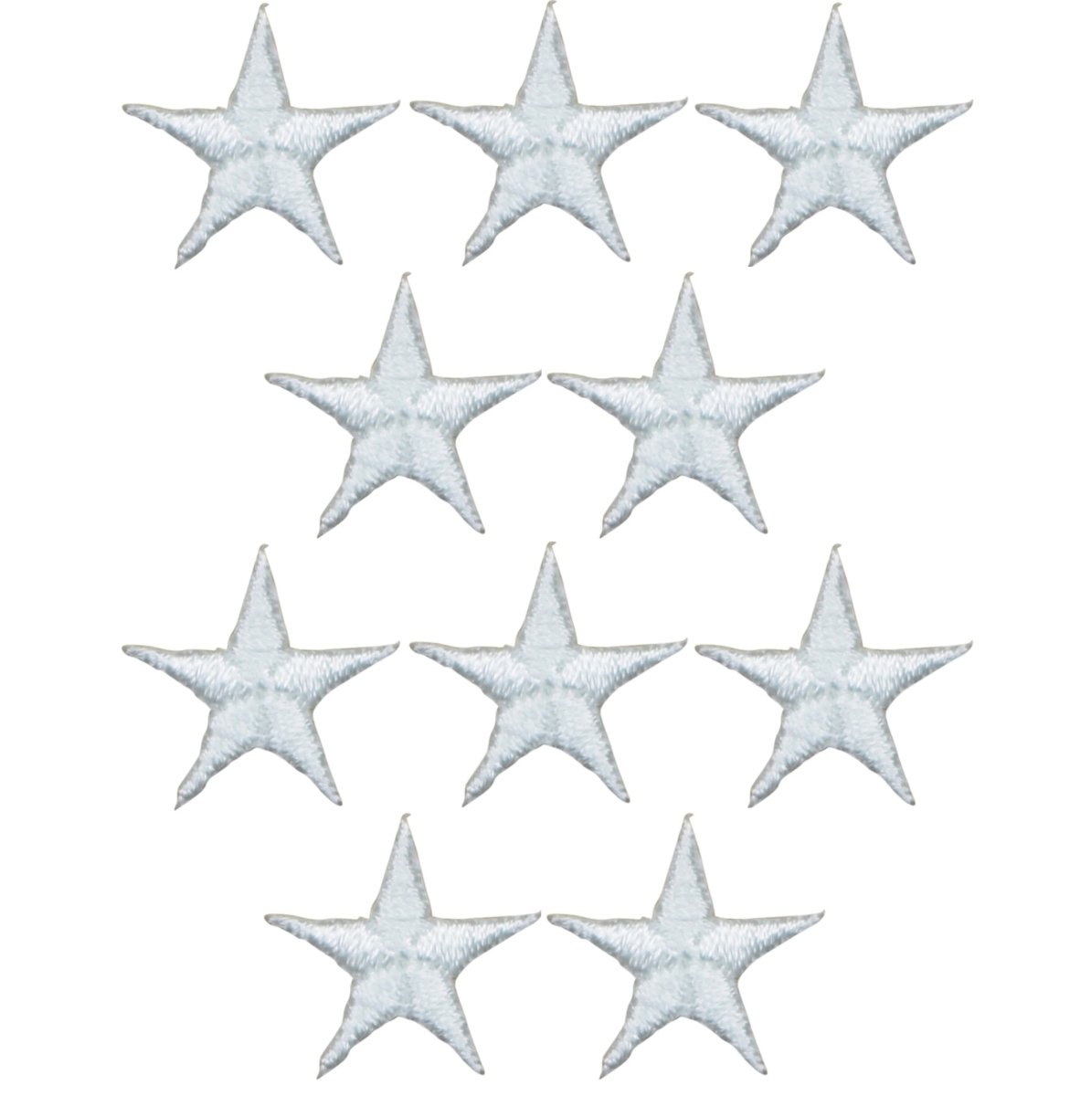 White Star Embroidered Patch, 5/8" — 10-Pack — Iron On