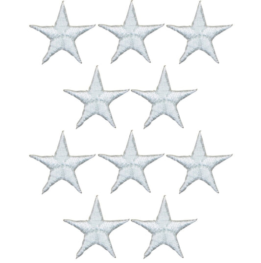 White Star Embroidered Patch, 5/8" — 10-Pack — Iron On