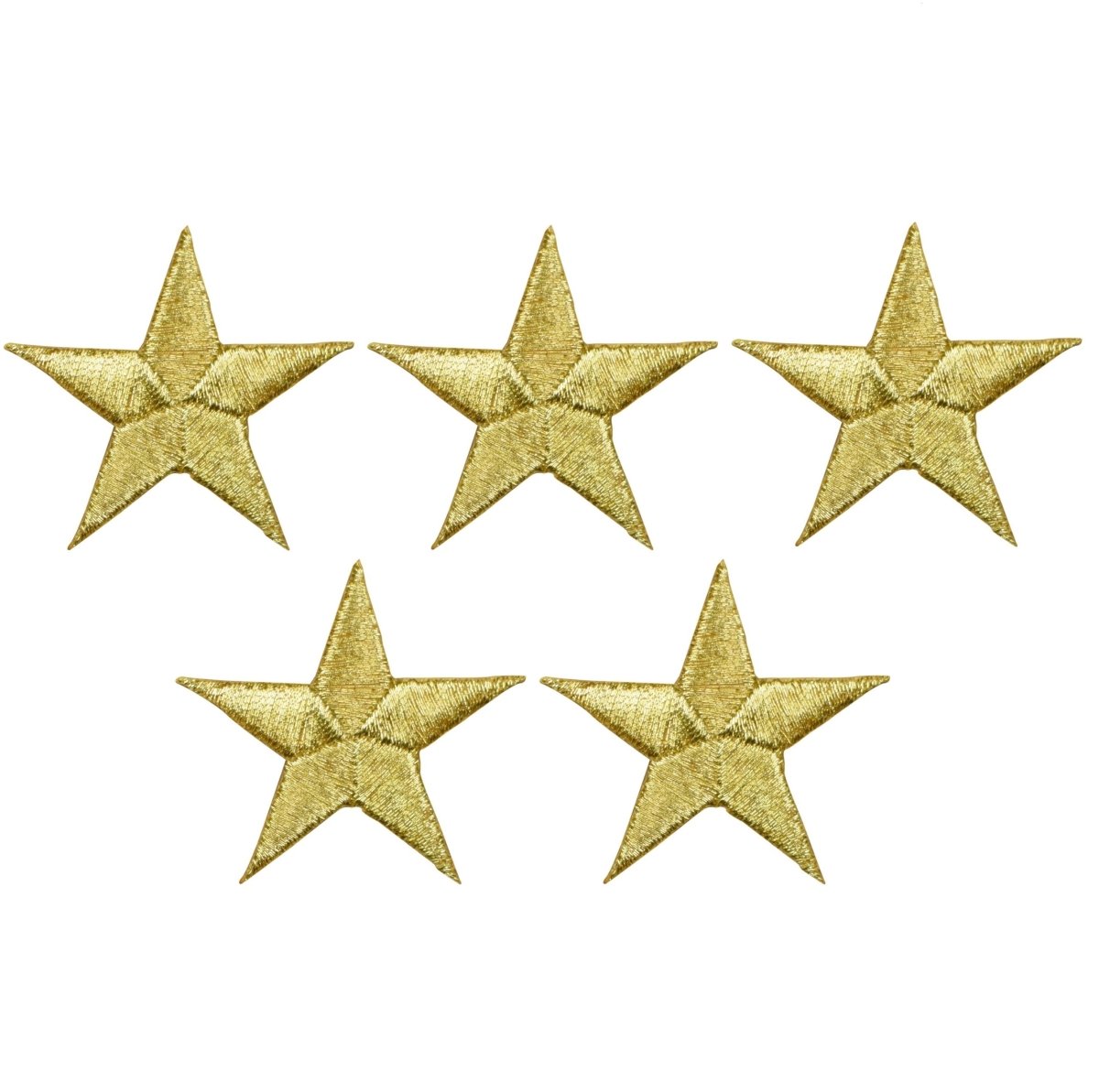 Gold Star Embroidered Patch, 1.5" — 5-Pack — Iron On