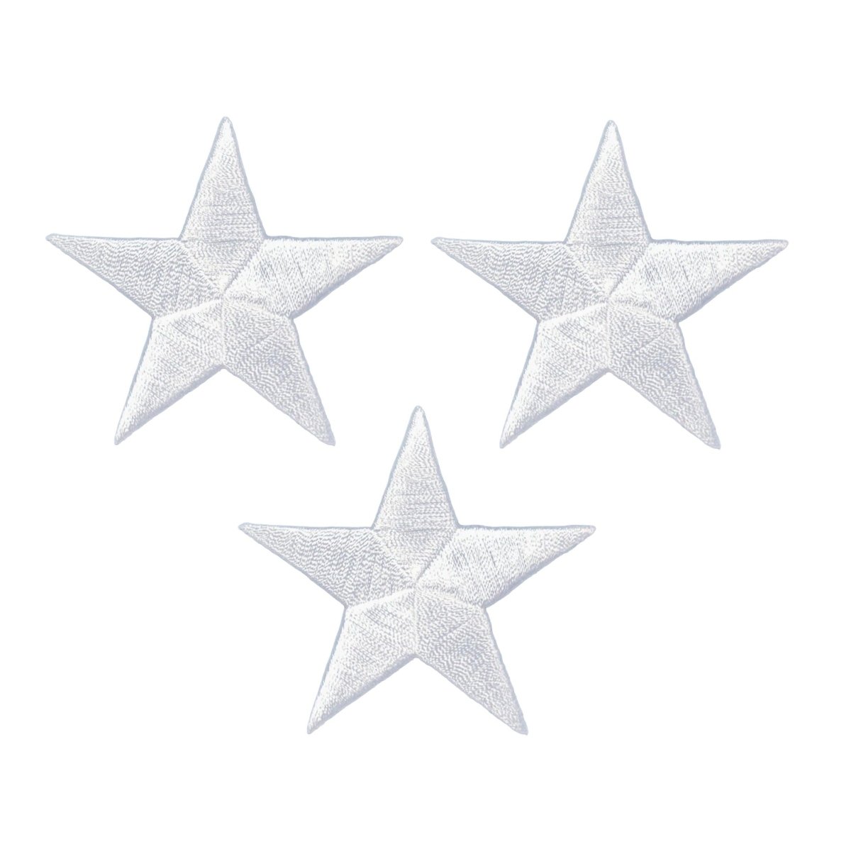 White Star Embroidered Patch, 2.25" — 3-Pack — Iron On