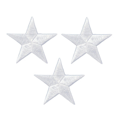 White Star Embroidered Patch, 2.25" — 3-Pack — Iron On