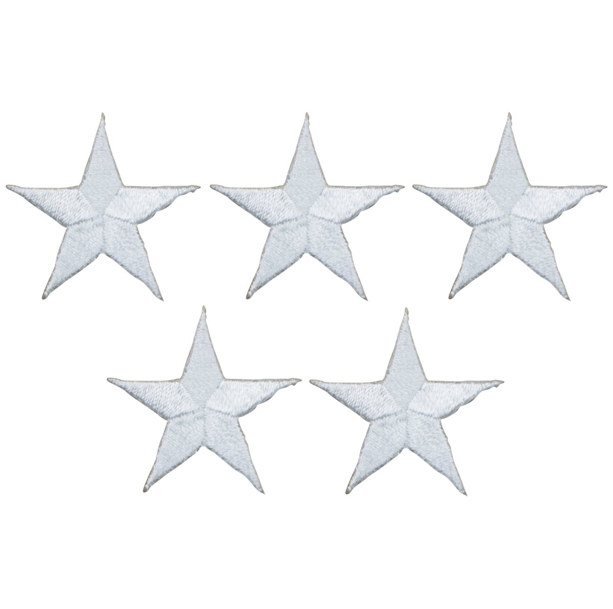 White Star Embroidered Patch, 1.25"— 5-Pack — Iron On