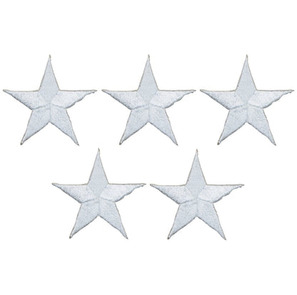 White Star Embroidered Patch, 1.25"— 5-Pack — Iron On