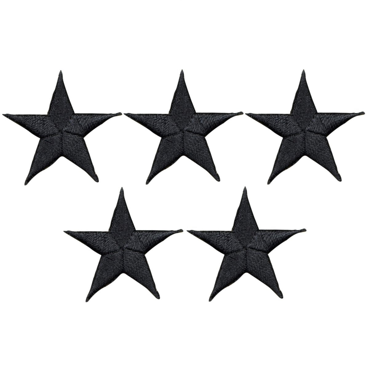 Black Star Embroidered Patch, 1.25" — 5-Pack — Iron On