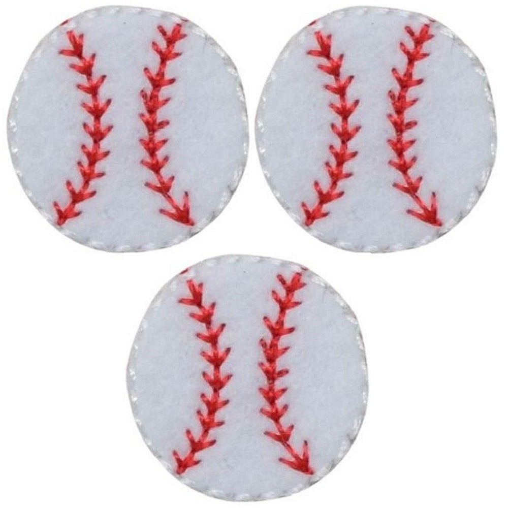 Mini Baseball Embroidered Patch — 3-Pack — Sports Badge 3/4" — Iron On