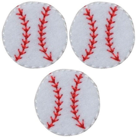 Mini Baseball Embroidered Patch — 3-Pack — Sports Badge 3/4" — Iron On