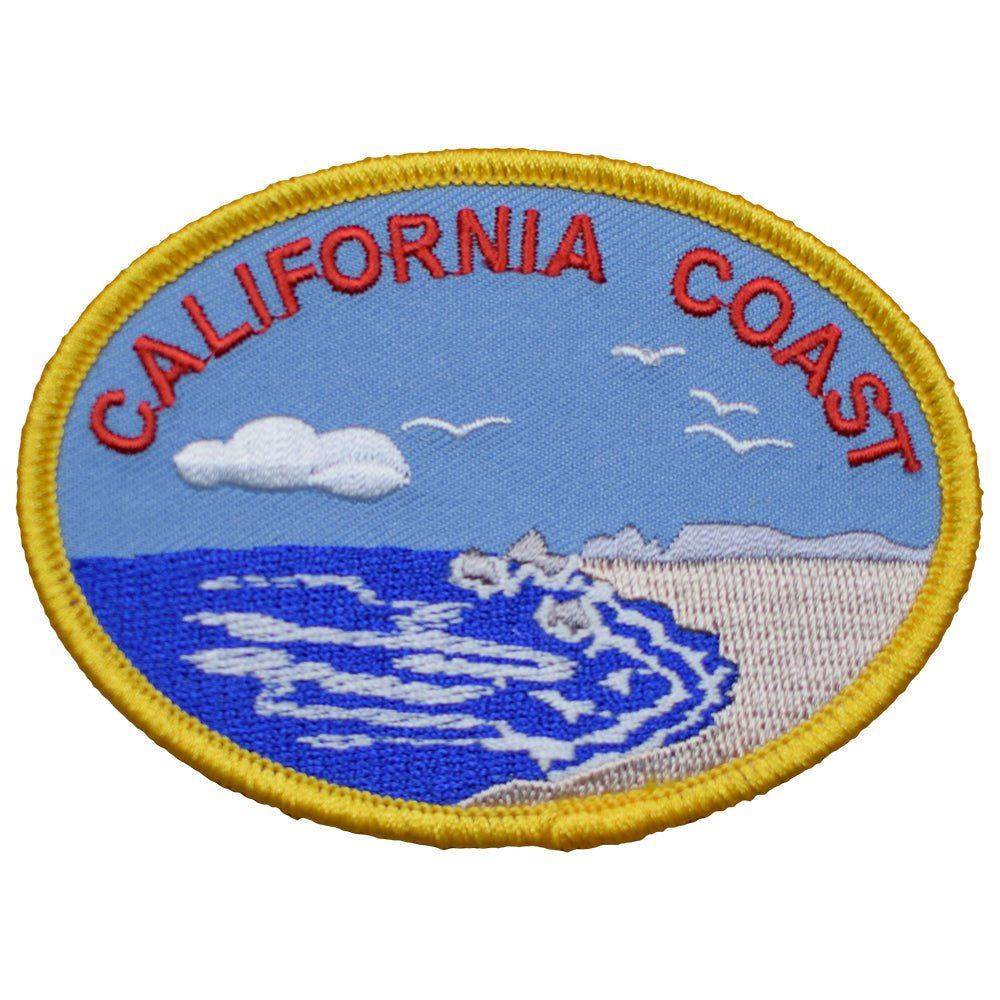 California Embroidered Patch — CA Coast, Beach, Surf, Sand 3.5" — Iron On