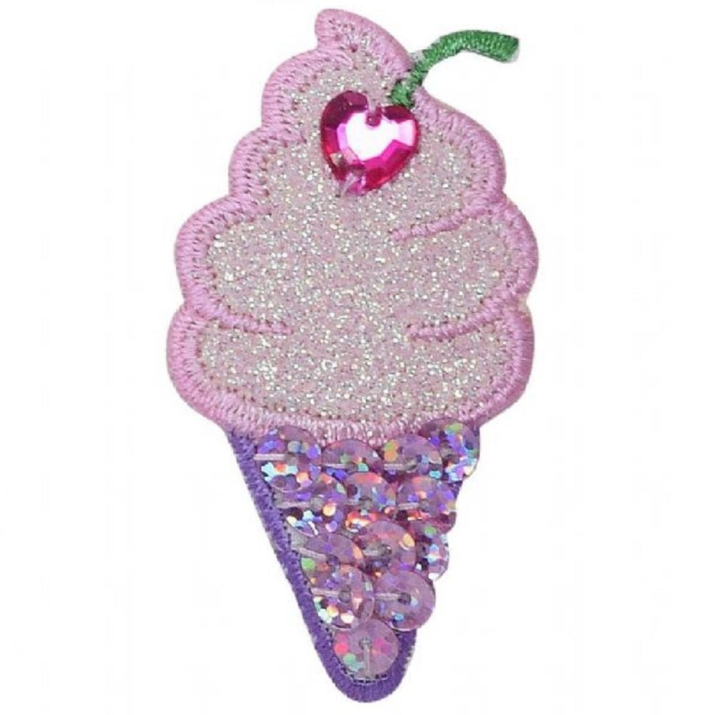 Medium Ice Cream Cone Embroidered Patch — Iron On 2.25"