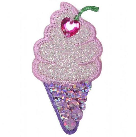 Medium Ice Cream Cone Embroidered Patch — Iron On 2.25"