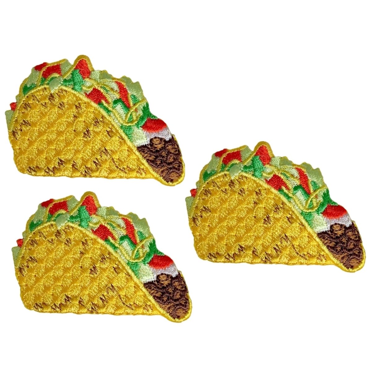 Taco Embroidered Patch — 3-Pack — Iron On 2-1/8"
