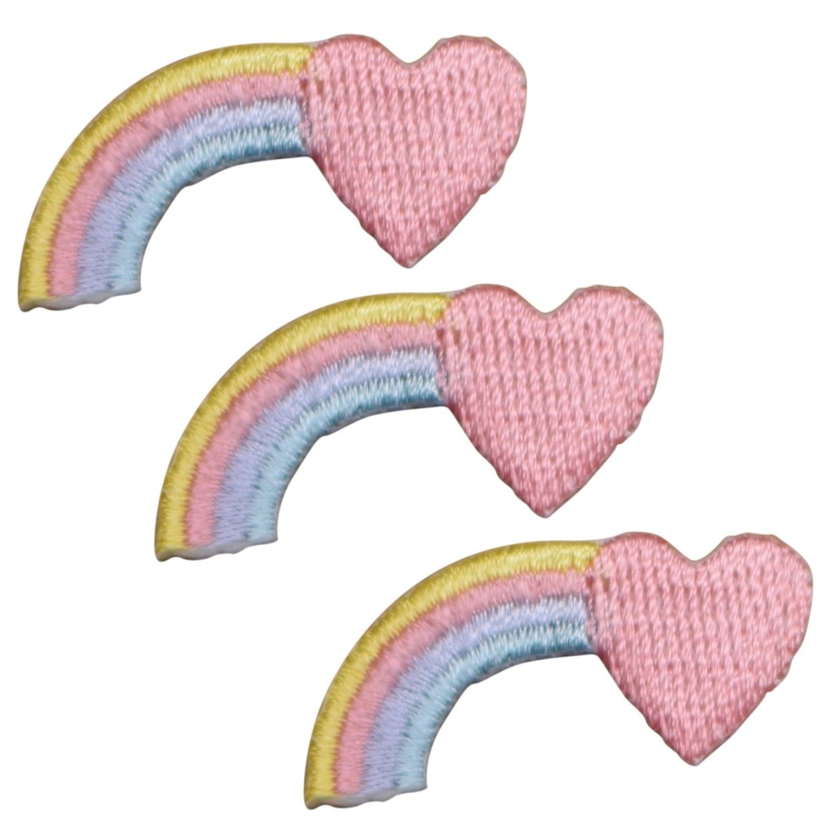 Mini Rainbow Heart Embroidered Patch — 3-Pack — Iron On 1.25"