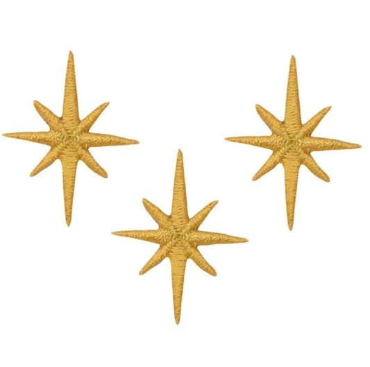 Mini Nativity Star Embroidered Patch — 3-Pack — Iron On 1.25"