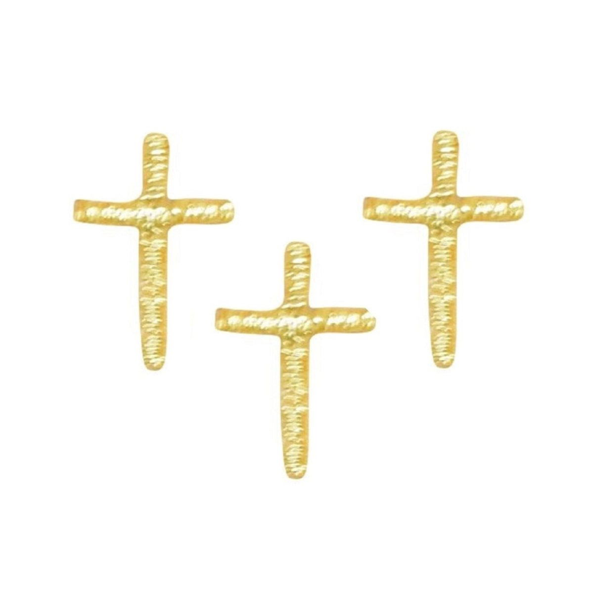 Mini Cross Embroidered Patch — Gold Religious Jesus Badge 1" — 3-Pack — Iron On