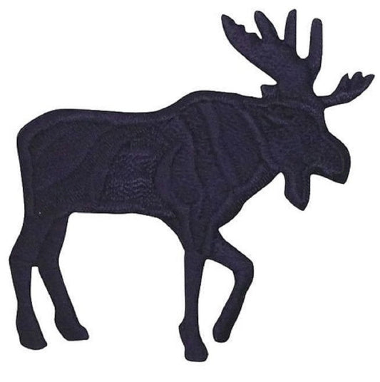 Moose Embroidered Patch — Facing Right — Iron On 2.25"