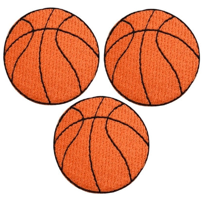 Basketball Embroidered Patch — 3-Pack — Iron On 1.5"