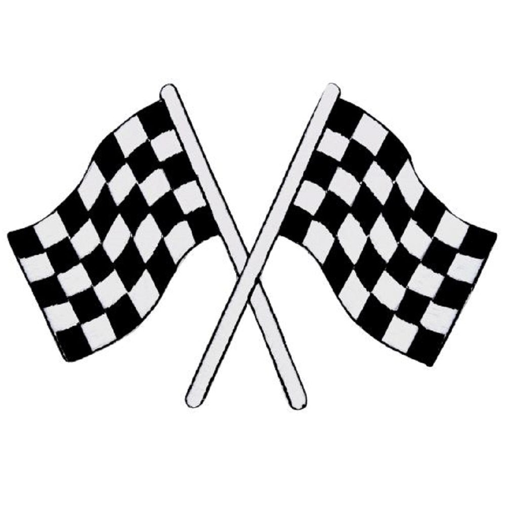 Checkered Flags Embroidered Patch — Iron On 4"