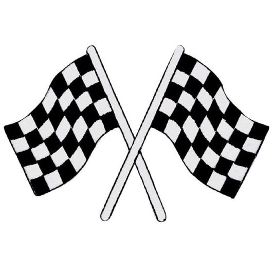 Checkered Flags Embroidered Patch — Iron On 4"