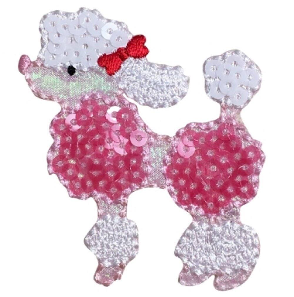 Sequin Poodle Embroidered Patch — Iron On 2-3/8"