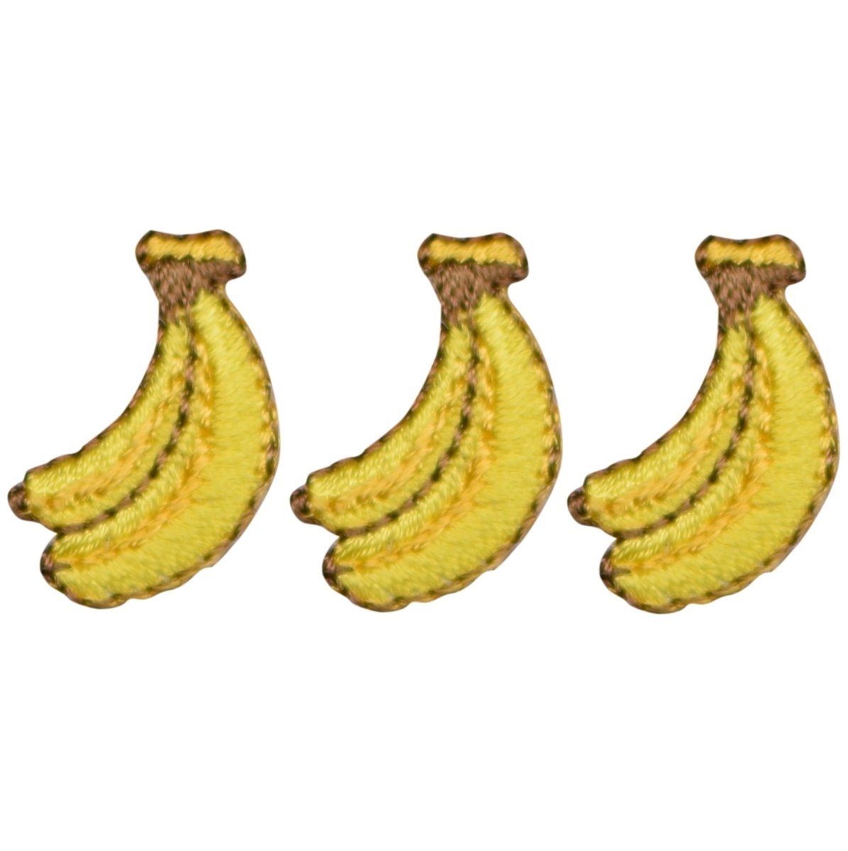 Banana Embroidered Patch — 3-Pack — Bunch of Bananas, Fruit Badge 7/8" — Iron On