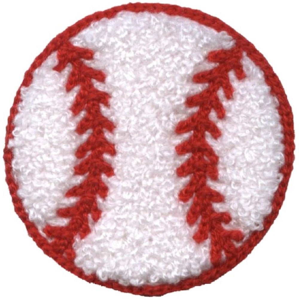 Chenille Baseball Embroidered Patch — Iron On 2-3/8"