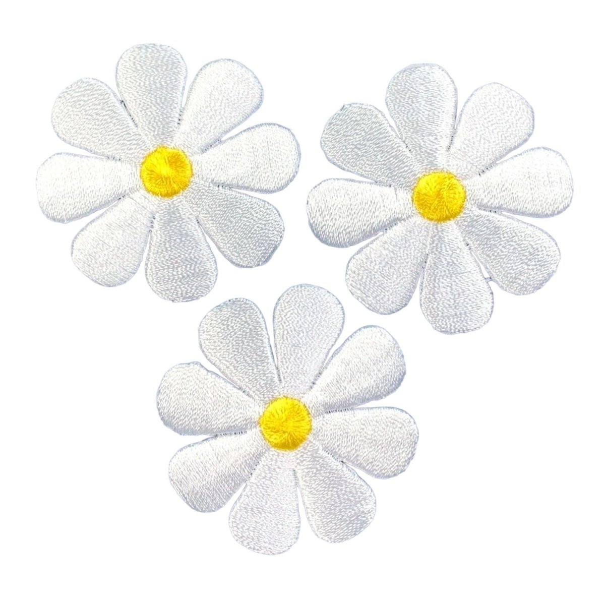 Daisy Embroidered Patch — 3-Pack — Iron On 2"