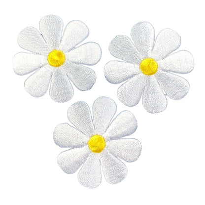 Daisy Embroidered Patch — 3-Pack — Iron On 2"