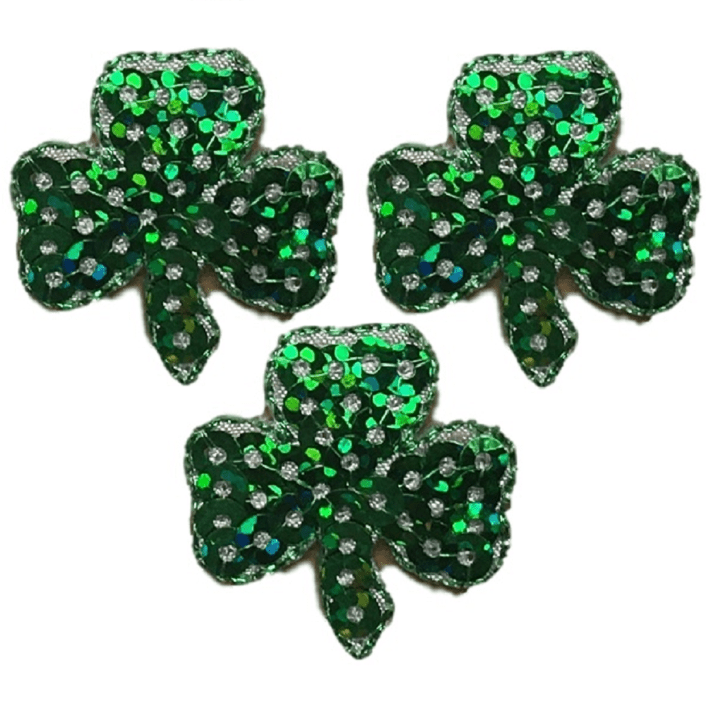 Mini Shamrock Embroidered Patch — 3-Pack — Iron On 1"
