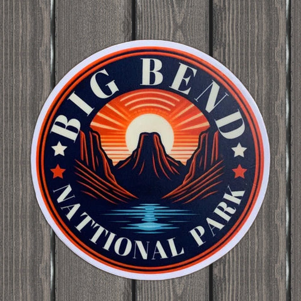 Big Bend National Park Vinyl Sticker - Texas Hiking Camping Backpacking Nature 3" - wood background