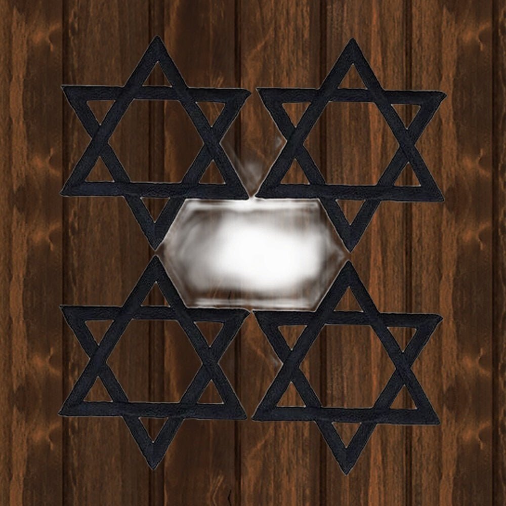 Black Star of David Applique Patch - Jewish Hanukkah Symbol (2") - wood background