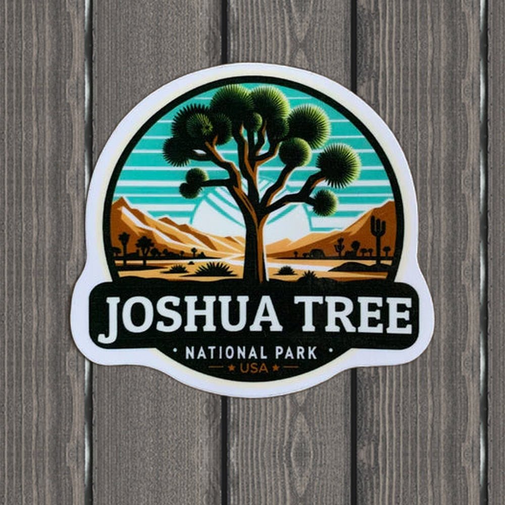 Joshua Tree National Park Vinyl Sticker - 3" - wood background