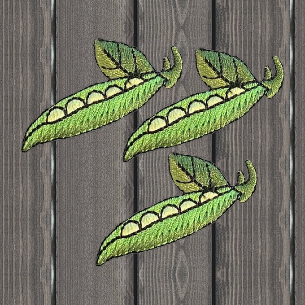 Sweet Peas Embroidered Patch - 3-Pack, 1.75" - Iron On - wood background