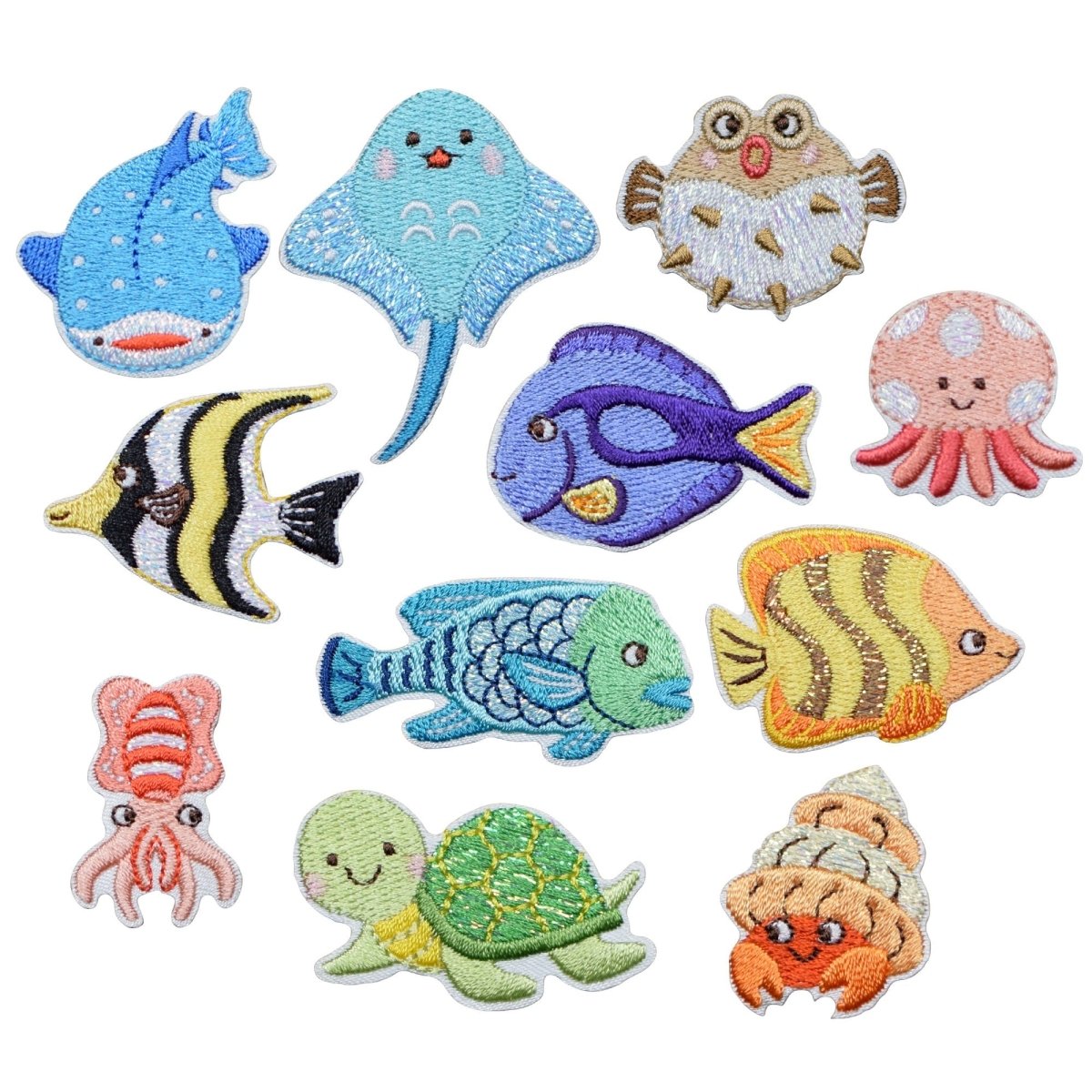 Sea Creatures Embroidered Patch — 11-Pack — Iron On