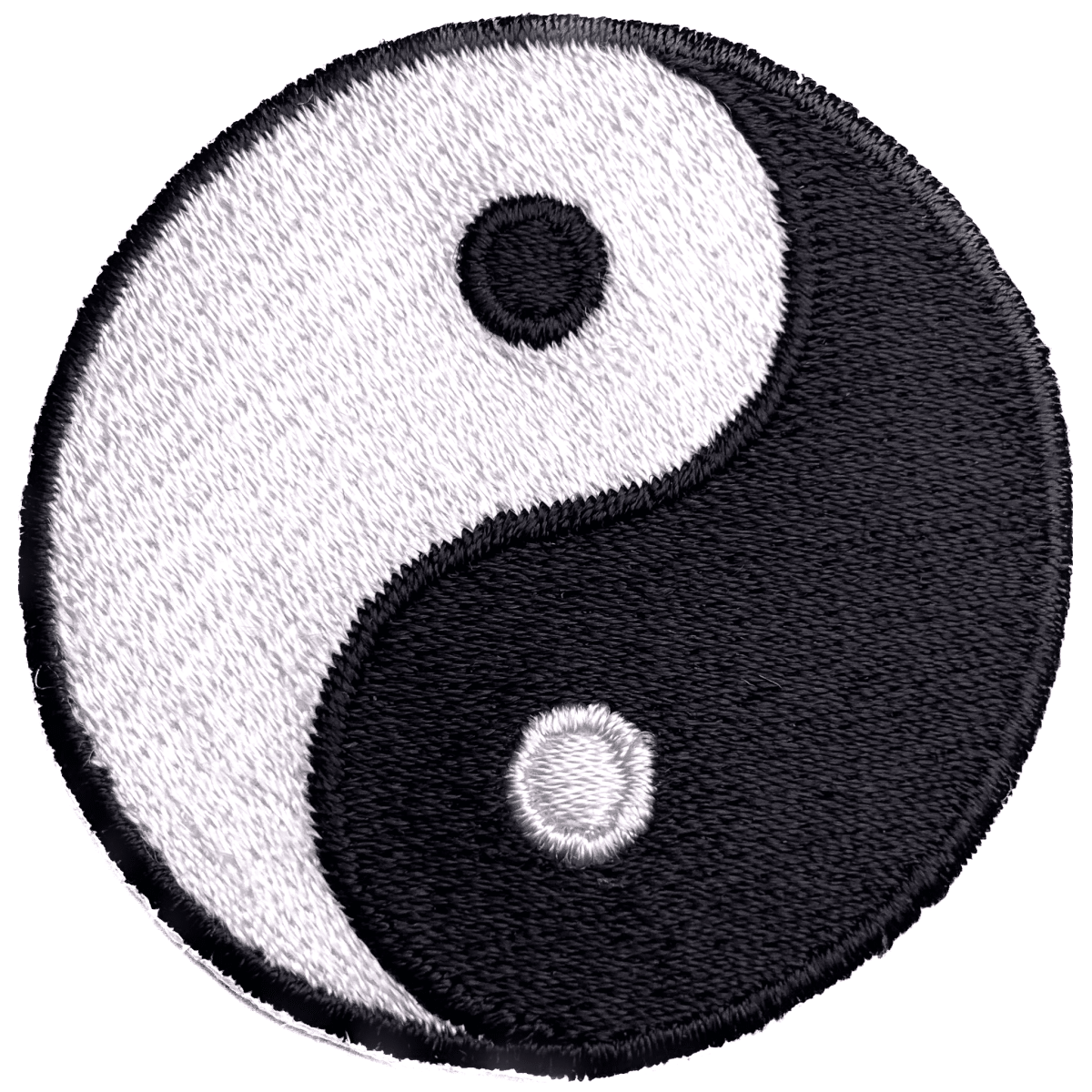 yin yang embroidered iron on patch, 2 inches, front view