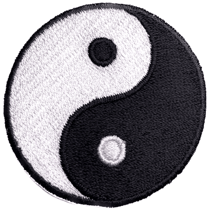 yin yang embroidered iron on patch, 2 inches, front view