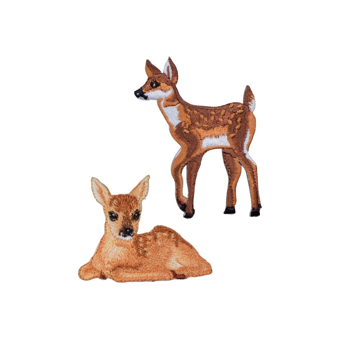 2-Pack Deer Fawn Applique Patch Set - Embroidered Baby Animal Badges (Iron On)
