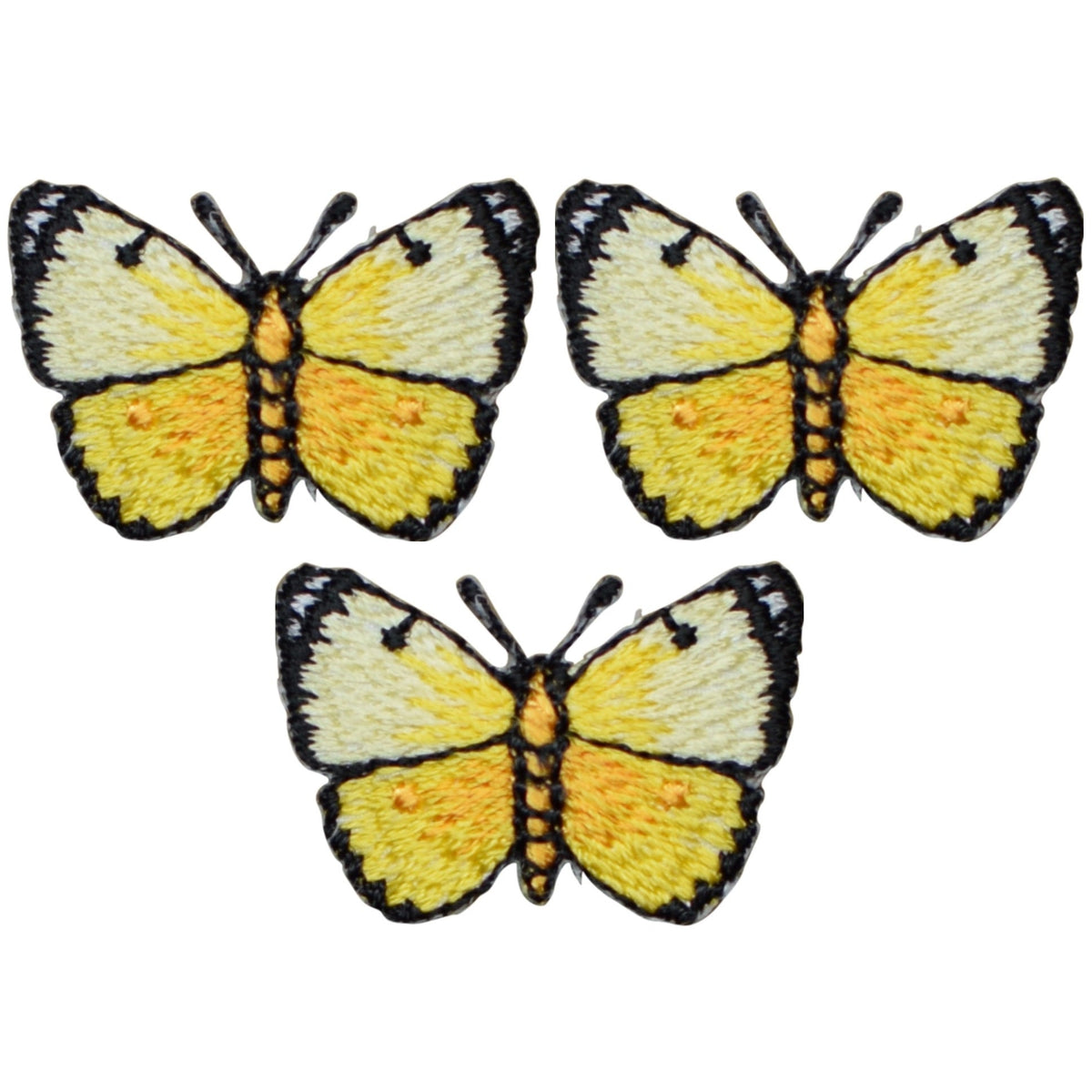Yellow Butterfly Applique Patch - Mini Embroidered Insect Badge 1-1/8" (Iron On)