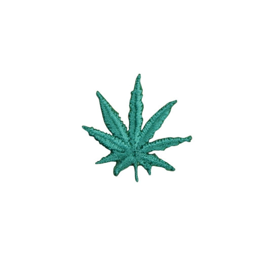 Weed Leaf Applique Patch - Mini Embroidered Cannabis Pot Marijuana Badge 1" (Iron On) - Paddy's Patches