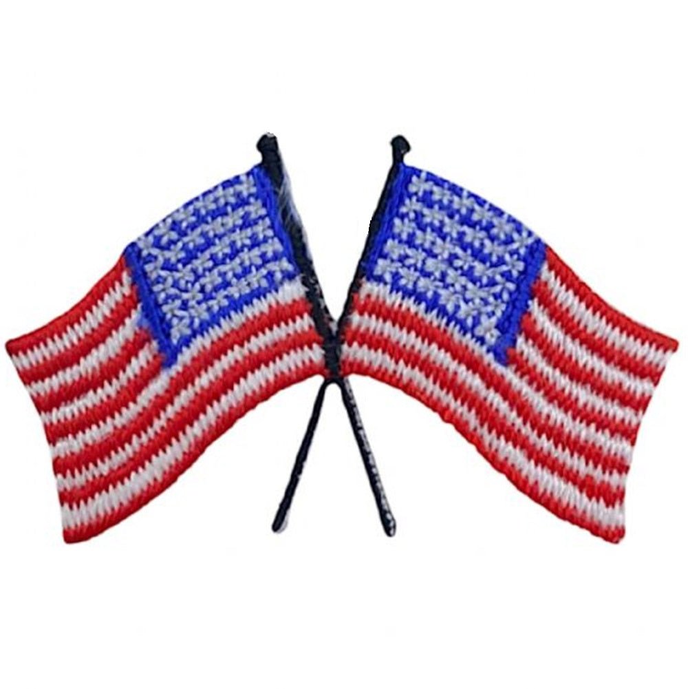 American Flags Applique Patch Mini Embroidered United States 1-7/8" (Iron On)