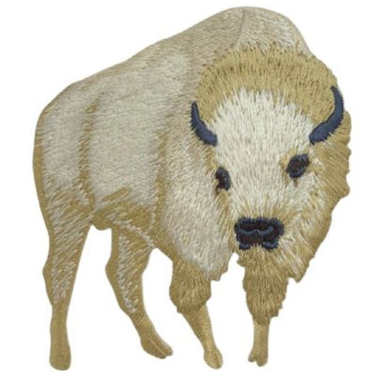 White Buffalo Applique Patch - Embroidered Sacred Bison Spiritual Animal Badge 3" (Iron On)