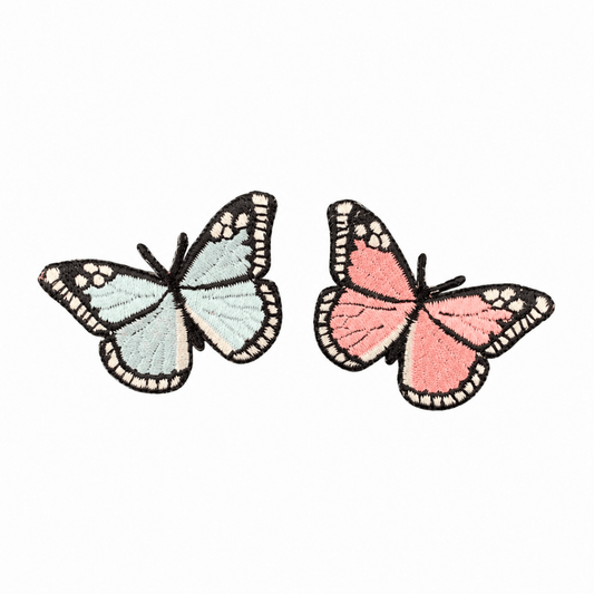 Complete blue and pink butterfly two-patch set on white