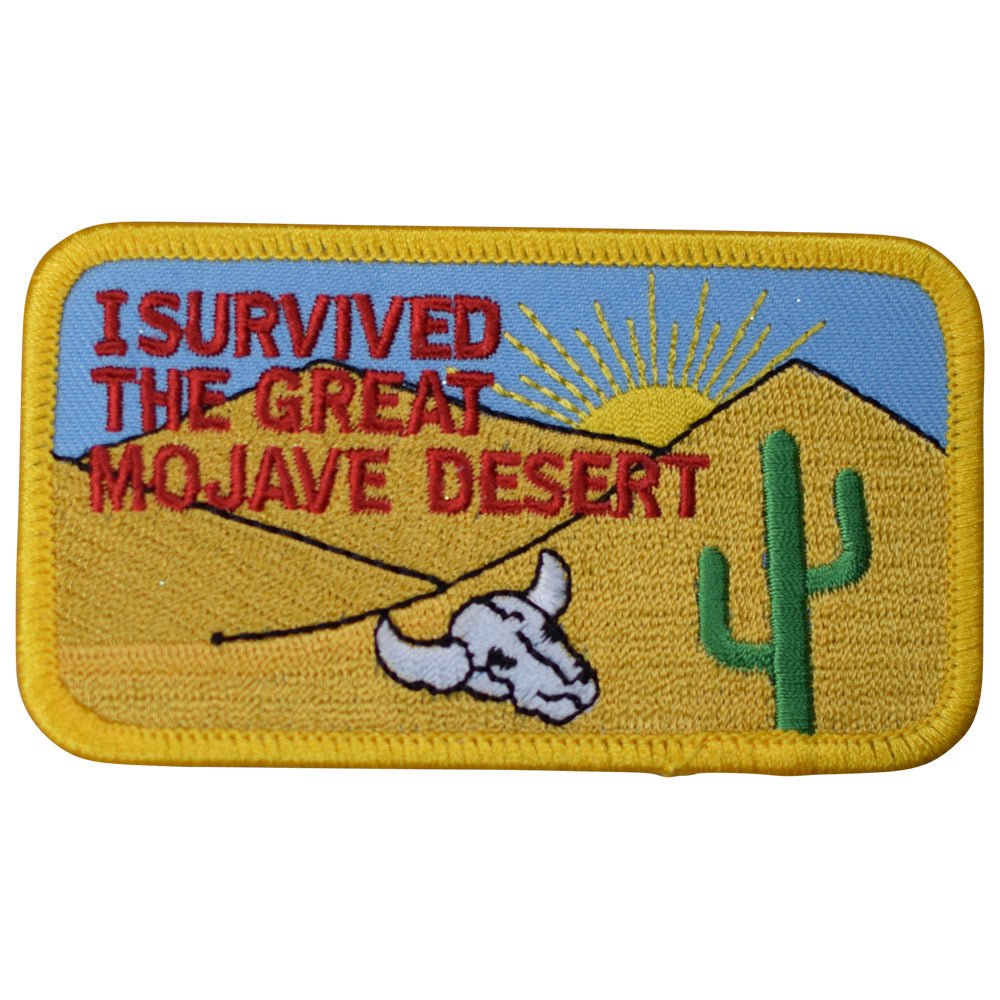 I Survived The Mojave Desert Patch - Embroidered California Cactus & Skull Badge 3-5/8" (Iron On)