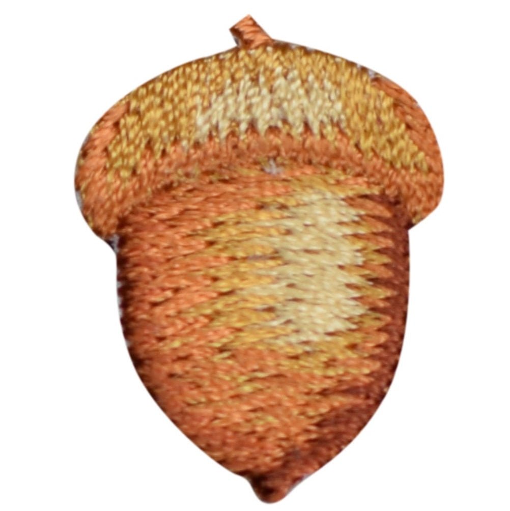acorn applique patch made by embroidery on a white background