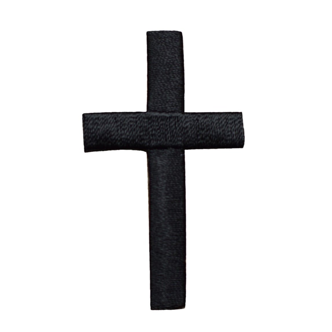 Black cross-shaped patch on a white background
