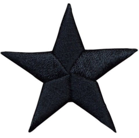 Black Star Applique Patch - Embroidered Iron On Badge 2.25" - Paddy's Patches