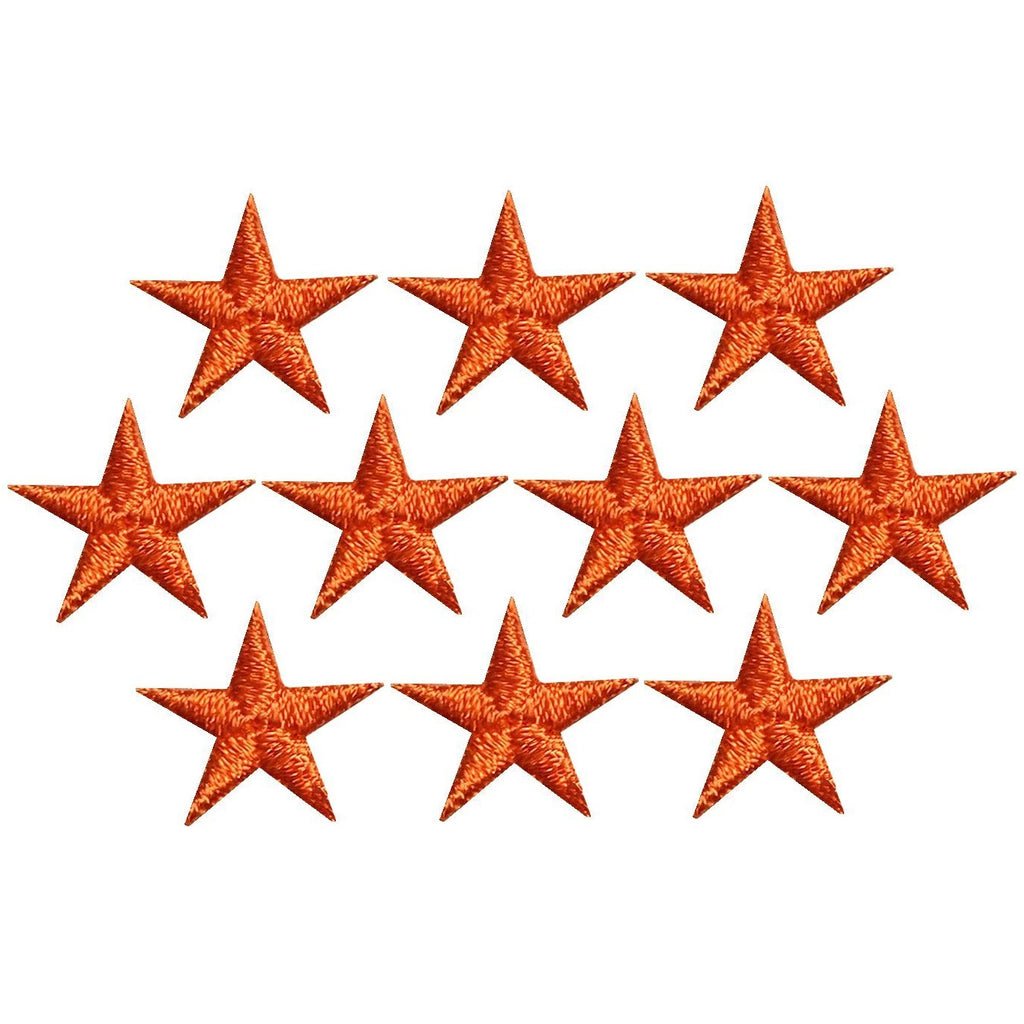 Star Applique Patch - Orange Embroidered Badge 5/8" (10-Pack)