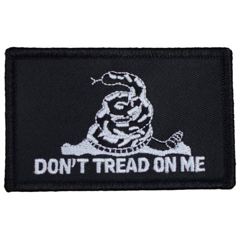 Black & White Gadsden Flag Patch - Don't Tread on Me, American Revolution 3.25"